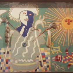 Museo Zacatecano Huichol - Vintage yarn painting.