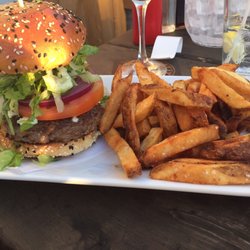 The Fieldhouse Restaurant - This was the Town Scot Burger with yummy fresh cut fries. The combo of ingredients was awesome, loved the blue cheese in it. Bun...yum!