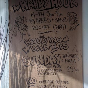 Oak & Coal - Happy Hour sign - Japanese Near Me - Costa Mesa, California Oak & Coal - Happy Hour sign - Japanese Near Me - Costa Mesa, California