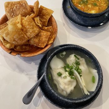 Rainbow Restaurant - Wonton Soup, Sweet and Sour Soup and fried wonton chips - Chinese Near Me - Farmington, Michigan