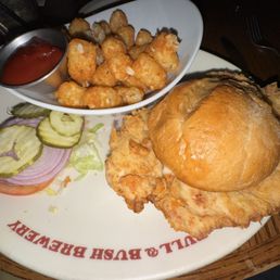 Breaded Pork Tenderloin, tater tots Breaded Pork Tenderloin, tater tots