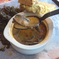 Spoon Bar & Deli - A Fish Called Wanda - tuna salad (hint of curry - awesome!) on seed bread with mushroom soup, and kale chips. Delicious!