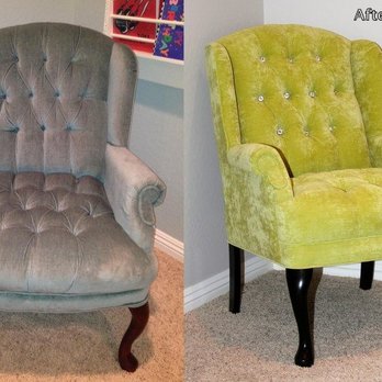 Designed By Jorge Upholstery - ReUpholstered Wing Chair. Diamond Tufted - Furniture Reupholstery Near Me - Mesa, Arizona