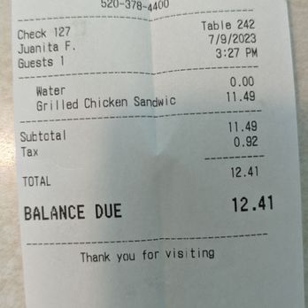 Country House - My bill - American Near Me - Sierra Vista, Arizona