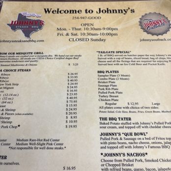 Johnny's Steaks & Bar-Be-Que - Entrees and salads - Steakhouses Near Me - Salado, Texas