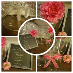 Madison Elyse Events - Custom decorated sign and apothecary jars for Deja's Sweet 16 birthday party!