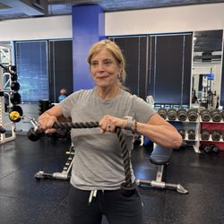 Basics and Beyond fitness & nutrition - Starting a Pallof press for core stability and a firm waist.