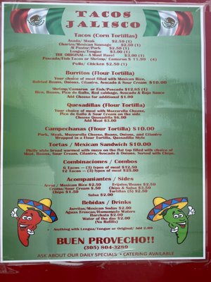 Menu photo 4 Tacos Jalisco Key Largo, FL