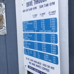 Dad's Espresso - The prices are posted by the window. 12/2018