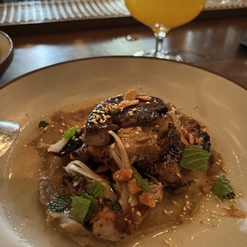 Sparrow + Wolf - Black pepper & honey pork secreto, foie gras, coal roasted plantain, peanut nuoc cham - New American Near Me - Las Vegas, Nevada Sparrow + Wolf - Black pepper & honey pork secreto, foie gras, coal roasted plantain, peanut nuoc cham - New American Near Me - Las Vegas, Nevada