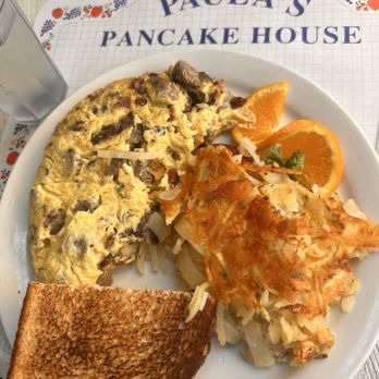 Paula's Pancake House - Creative omelette with danish sausage inside - Breakfast & Brunch Near Me - Solvang, California