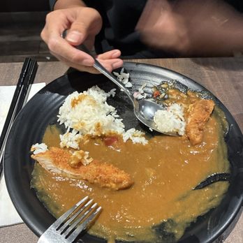 Momiji - Almost empty plate of Chicken Katsu Curry - Ramen Near Me - Colma, California Momiji - Almost empty plate of Chicken Katsu Curry - Ramen Near Me - Colma, California