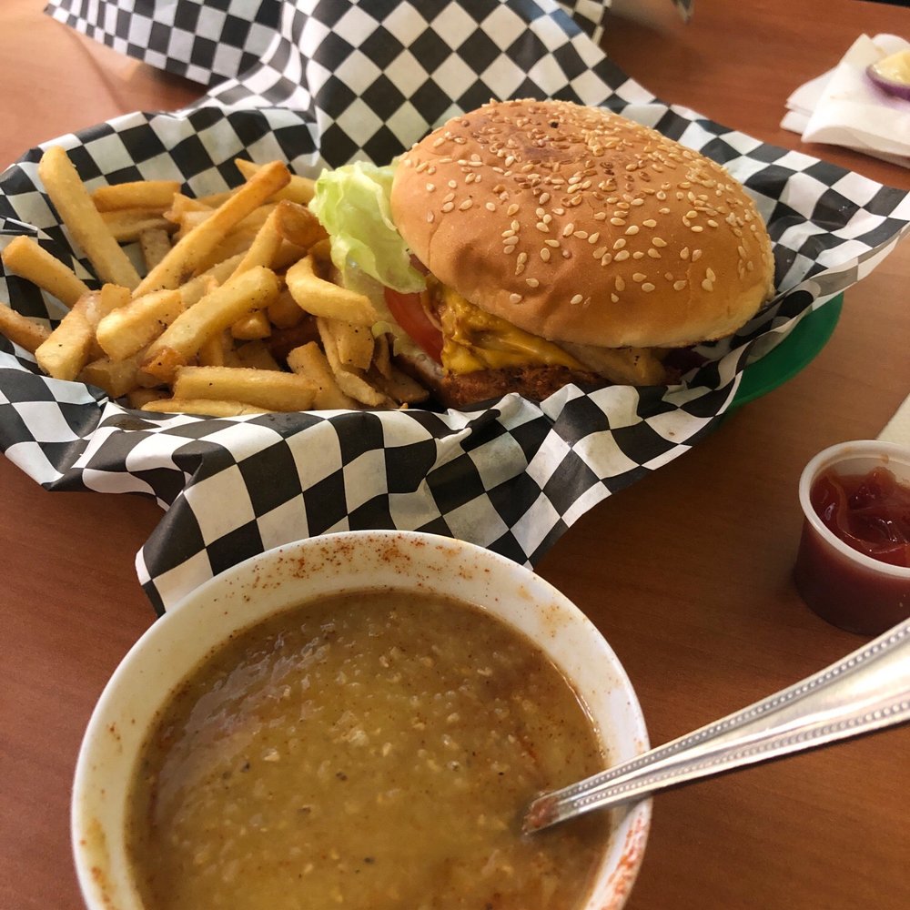 Bananas Grill - Chicken burger with Lentil soup - Mediterranean Near Me - Seattle, Washington
