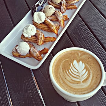 Amara Chocolate & Coffee - Delicious vanilla and salted caramel churros with a latte on the side. - Coffee & Tea Near Me - Pasadena, California