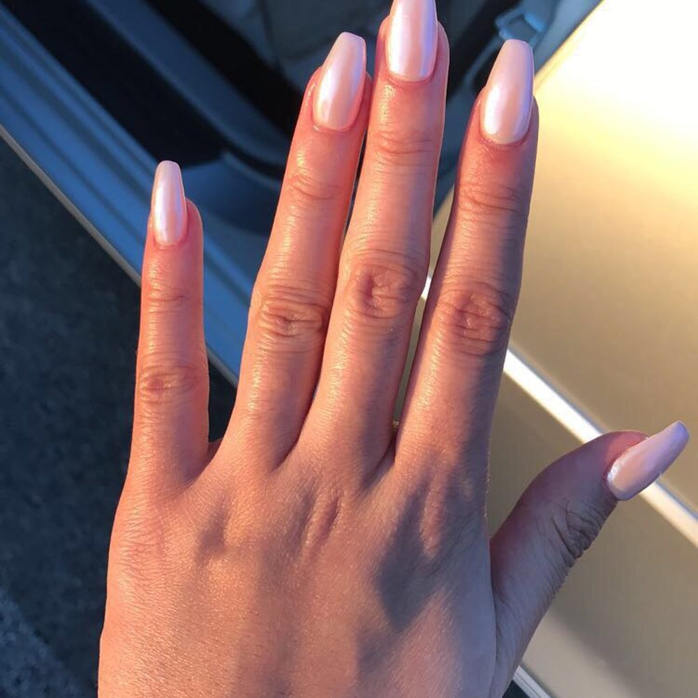 Nail Tech - Light pink with chrome done by Katie! - Nail Salons Near Me - Henderson, Nevada