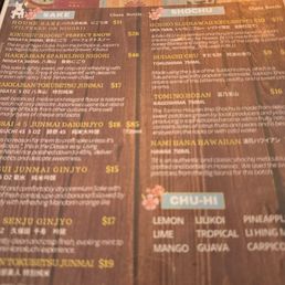 Drink menu Drink menu