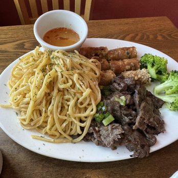 Perilla - Garlic Noodle with Beef and Imperial Roll - Vietnamese Near Me - San Francisco, California Perilla - Garlic Noodle with Beef and Imperial Roll - Vietnamese Near Me - San Francisco, California