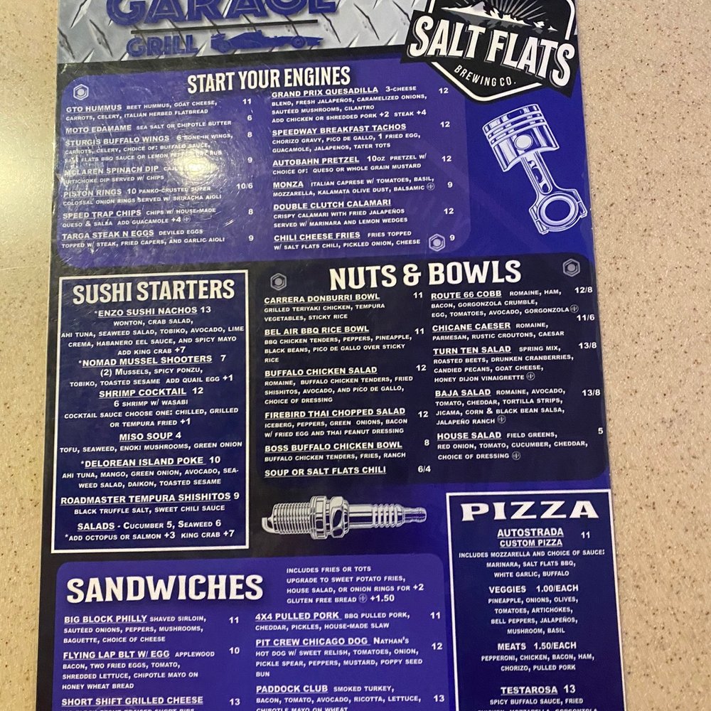 Garage Grill - Front of menu - New American Near Me - Draper, Utah Garage Grill - Front of menu - New American Near Me - Draper, Utah