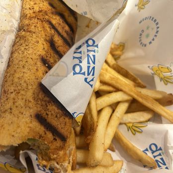 Dizzy Bird - Hot Bird Wrap w/ side of fries - Chicken Shop Near Me - Irvine, California