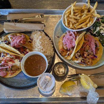 California Fish Grill - Best combo! Battered fish tacos and Cajun shrimp tacos - Seafood Near Me - Rosemead, California