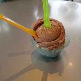 My single scoop with two flavours- fig yogurt and baci. Was around $4.75 and worth every penny!