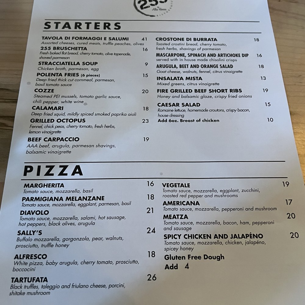 Menu (Starters & Pizza)