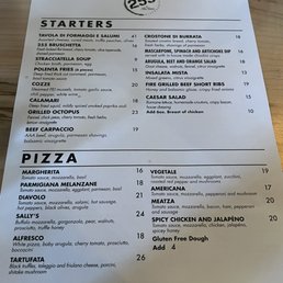 Menu (Starters & Pizza)