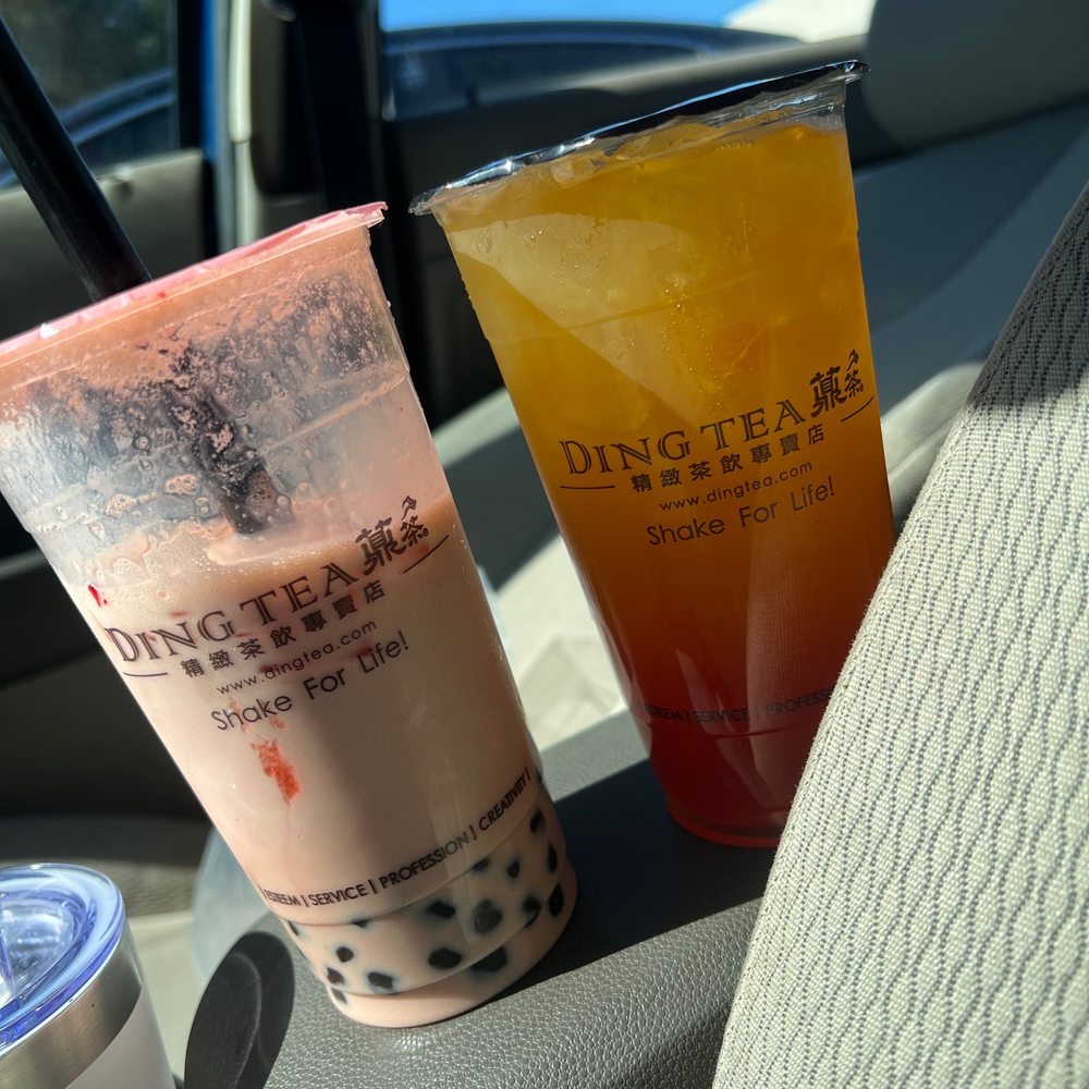 Ding Tea - Strawberry Milk Tea & Mango Green Tea - Bubble Tea Near Me - Brandon, Florida