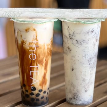 The Tea - Toasted brown sugar boba milk tea (left) and oreo taro milk (right) - Coffee & Tea Near Me - Monterey Park, California The Tea - Toasted brown sugar boba milk tea (left) and oreo taro milk (right) - Coffee & Tea Near Me - Monterey Park, California