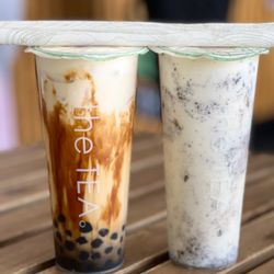 The Tea - Toasted brown sugar boba milk tea (left) and oreo taro milk (right)