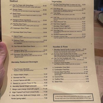 Mandalay Restaurant  - Menu - Burmese Near Me - San Francisco, California