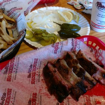 Bar-B-Cutie Smokehouse - 1/2 lb baby back ribs @ Bar-B-Cutie (turned right side up)... didn't make much difference. - Smokehouse Near Me - Pharr, Texas
