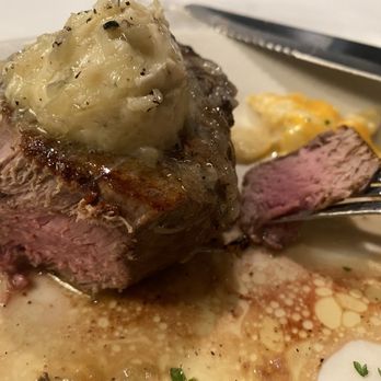 Morton's The Steakhouse - The inside of my 8 ounce filet mignon. With the truffle butter on top. - Steakhouses Near Me - Cleveland, Ohio