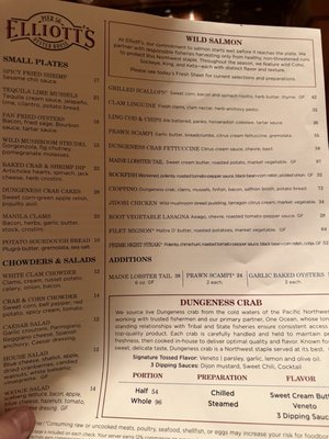 Menu photo 2 Elliott's Oyster House Seattle, WA Menu photo 2 Elliott's Oyster House Seattle, WA