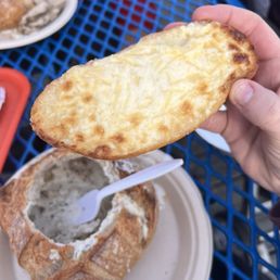 Crab chowder and cheese bread Crab chowder and cheese bread