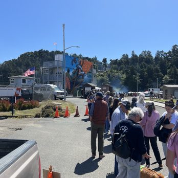 World's Largest Salmon BBQ - Line to get a ticket at 11am. If you've pre purchased a digital ticket you still have to wait in line to swap it for a physical one. - Barbeque Near Me - Fort Bragg, California
