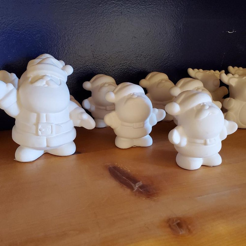 Color Me Mine - Some Santa's awaiting their turn. - Paint-Your-Own Pottery Near Me - Porter Ranch, California Color Me Mine - Some Santa's awaiting their turn. - Paint-Your-Own Pottery Near Me - Porter Ranch, California