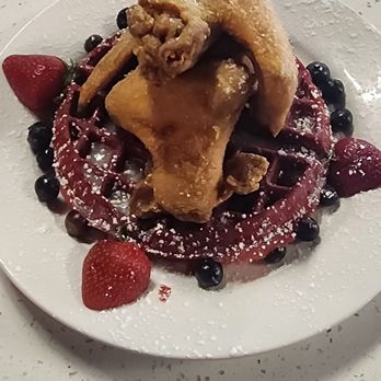 Lush Cafe And Lounge - Fried chicken and Red Velvet waffle. - Lounges Near Me - Tempe, Arizona