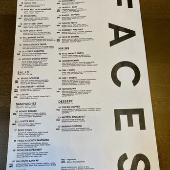 Faces Brewing - Food menu - Brewpubs Near Me - Malden, Massachusetts