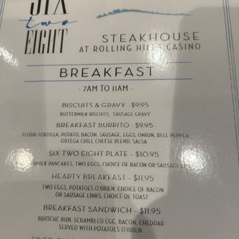 Six Two Eight Steakhouse - Breakfast Menu - Steakhouses Near Me - Corning, California