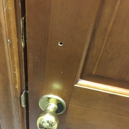 RUINED OAK DOOR. Locksmith Pros uses independent contractors. The one we got today was Adam. He drilled through the door!!!! RUINED OAK DOOR. Locksmith Pros uses independent contractors. The one we got today was Adam. He drilled through the door!!!!