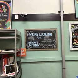 Buffalo Exchange - A tip for what the store is looking to buy.