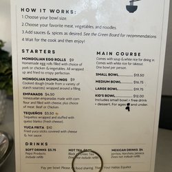 Mongolian BBQ - Menu