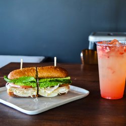 Cream & Sugar Cafe - Turkey Sandwich and Strawberry Lemonade