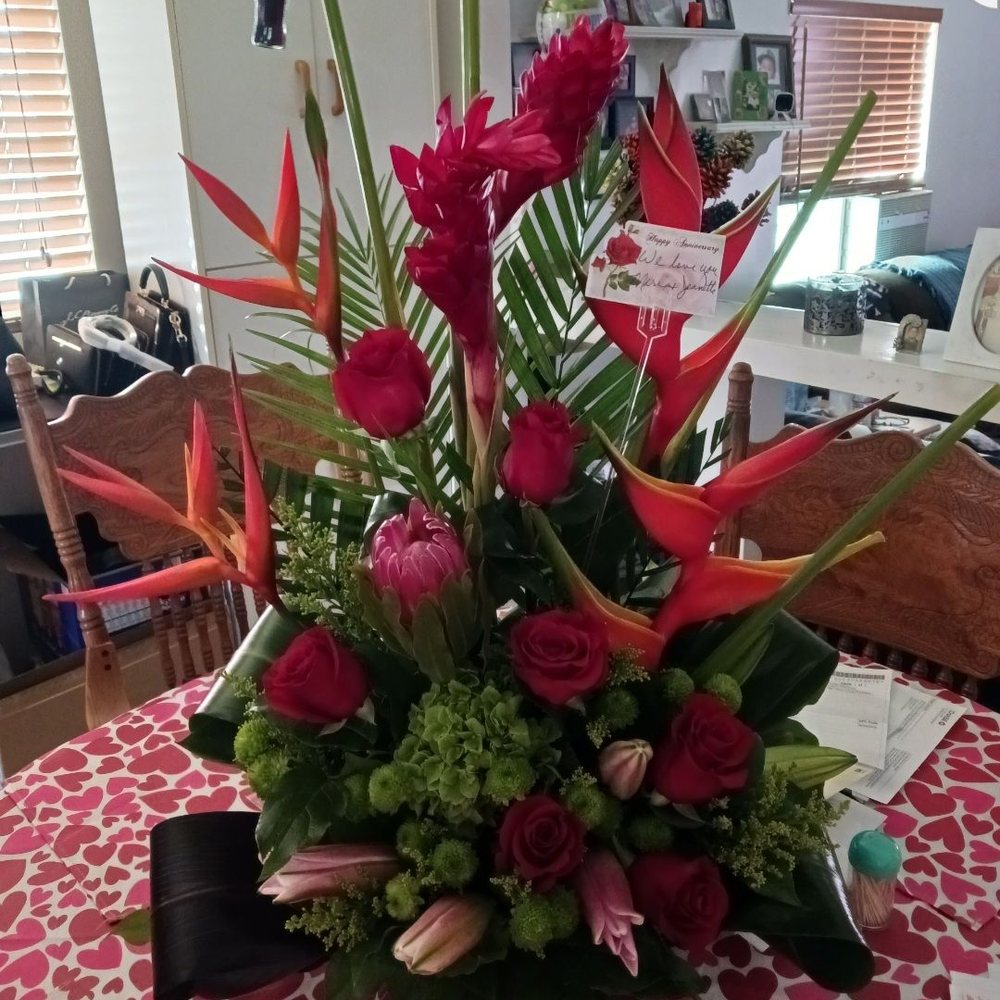 "Tropical"  Thank you, Last Minute Florist. I love your arrangements and will continue to order every year.