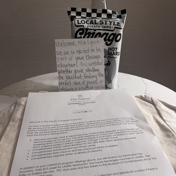The Talbott Hotel - Welcome letter and note - Hotels Near Me - Chicago, Illinois The Talbott Hotel - Welcome letter and note - Hotels Near Me - Chicago, Illinois