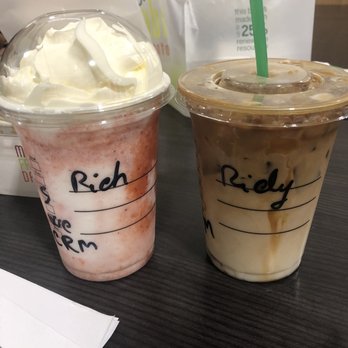 Starbucks - Strawberries and cream for Rachel and caramel macchiato for Brittney LOL - Coffee & Tea Near Me - Luton, LUT Starbucks - Strawberries and cream for Rachel and caramel macchiato for Brittney LOL - Coffee & Tea Near Me - Luton, LUT