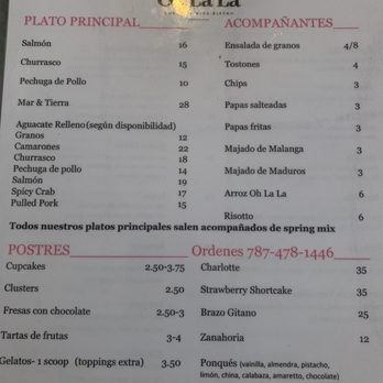 Oh La La Coffee & Wine Bistro - Menu - Breakfast & Brunch Near Me - Juncos, Puerto Rico