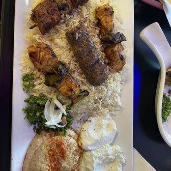 Pita Grill - Meat Combo (combination of beef kafta, chicken kabob, and lamb kabob, with rice and hummus) - Salad Near Me - Lafayette, Colorado