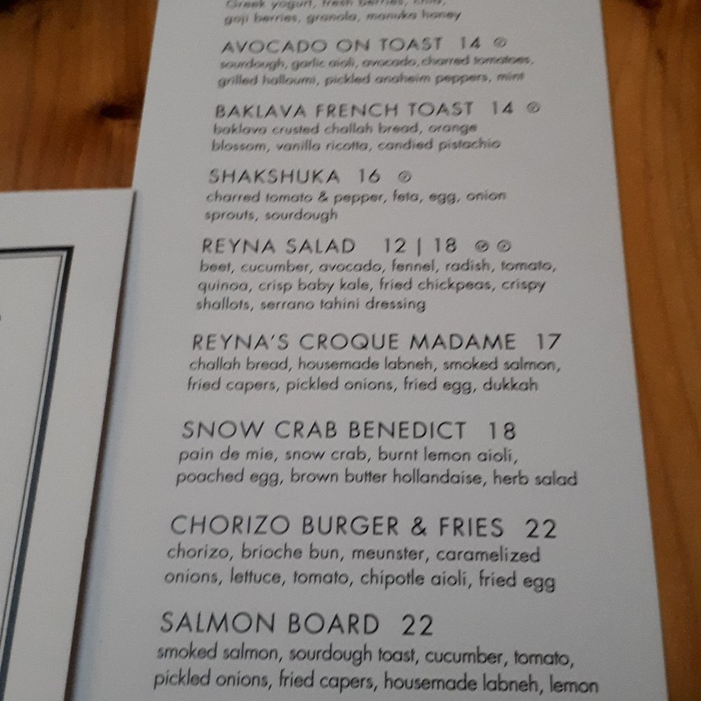 Bar Reyna - Menu - Mediterranean Near Me - Toronto, Ontario